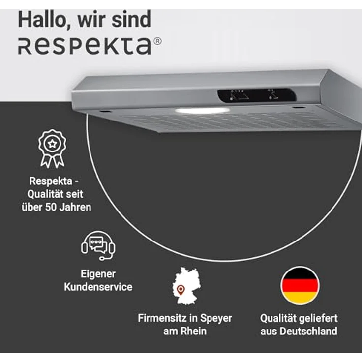 respekta DH 540 IXL, Motorhaube, Standard, Breite: 50 cm, Tiefe: 47 cm, Absaugung und Rückführung (mit zusätzlichem Rückführungsset), Stainless Steel Look – Bild 9