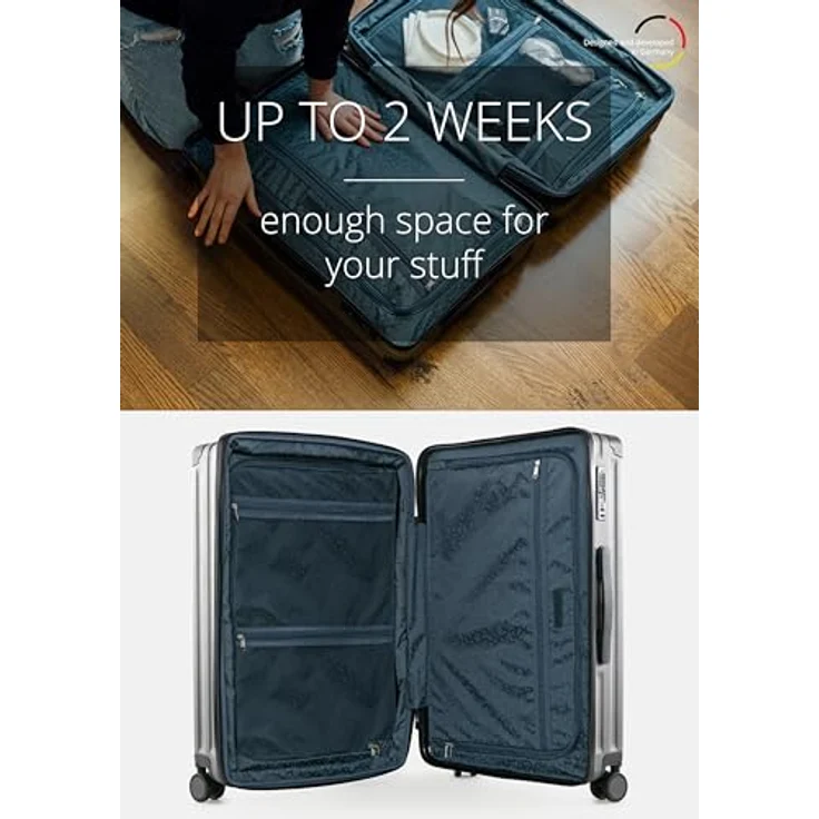 Hauptstadtkoffer Q-Damm - Mittelgroßer Hartschalenkoffer, TSA, 4 Rollen, Check-In Gepäck mit 6 cm Volumenerweiterung, 68cm, 89 L, Silber – Bild 3