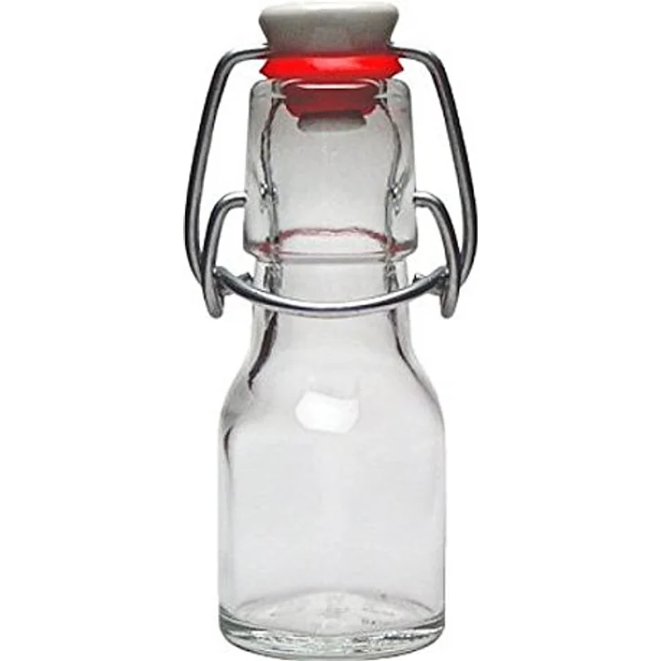 Viva Haushaltswaren 12 x Mini Glasflasche 50 ml mit Bügelverschluss aus Porzellan zum Befüllen, als kleine Likörflasche & Ölflasche verwendbar inkl. Trichter Ø 7 cm – Bild 3