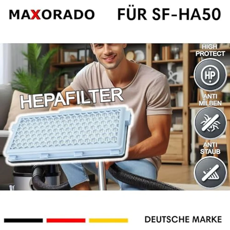 Maxorado HEPA-Filter für Miele Staubsauger, Anti-Allergen mit Aktivkohle, kompatibel mit S8, C2, C3, inkl. SF-AH-50, SF-HA-50 – Bild 2