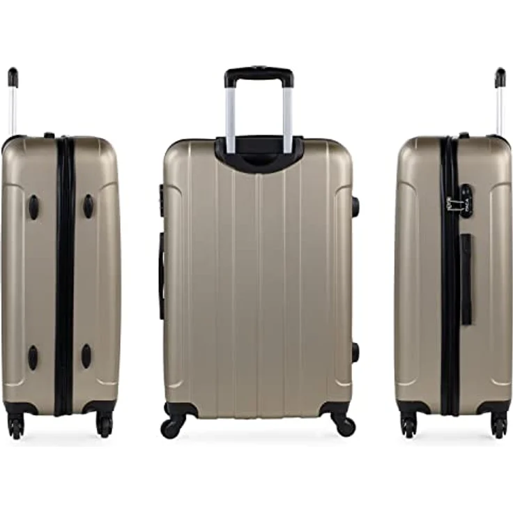 ITACA - Koffer Groß 4 Räder Großer Koffer Leichte - [ ABS ] Reisekoffer Groß für Flugzeuge Koffer Hartschale mit TSA Geprüftem Schloss - Handgepäck Koffer [ 48x73x28 ] - Trolley Koffer Kom, Champagner – Bild 3