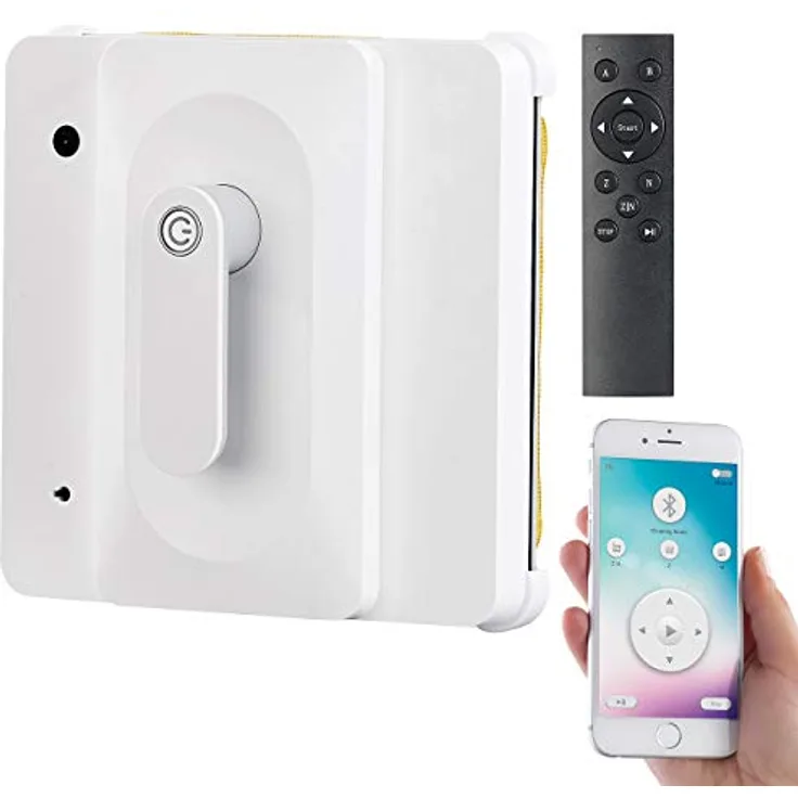 Sichler Haushaltsgeräte Fensterreinigungsroboter PR-040, Akku Fensterputz-Roboter mit Bluetooth, App, Waschbaren Mikrofaser-Pads und Sicherungs-Seil