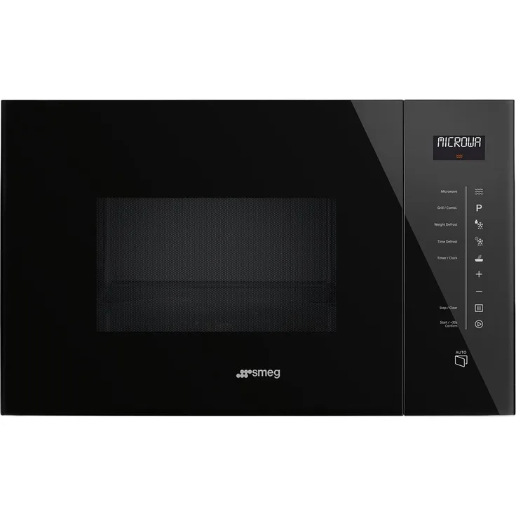 Smeg Mikrowelle Linea FMI125N, integrierte Grill-Mikrowelle mit 26 Litern, 900 W Mikrowellenleistung, schwarz