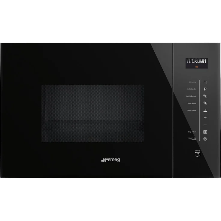 Smeg Mikrowelle Linea FMI125N, integrierte Grill-Mikrowelle mit 26 Litern, 900 W Mikrowellenleistung, schwarz