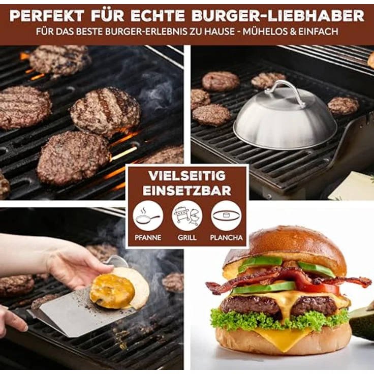bremermann Burgerhaube 22,5 cm // Grillhaube Schmelzglocke Burger-Cover // Edelstahl, multifunktionale Garhaube mit gleichmäßiger Hitze – Bild 3
