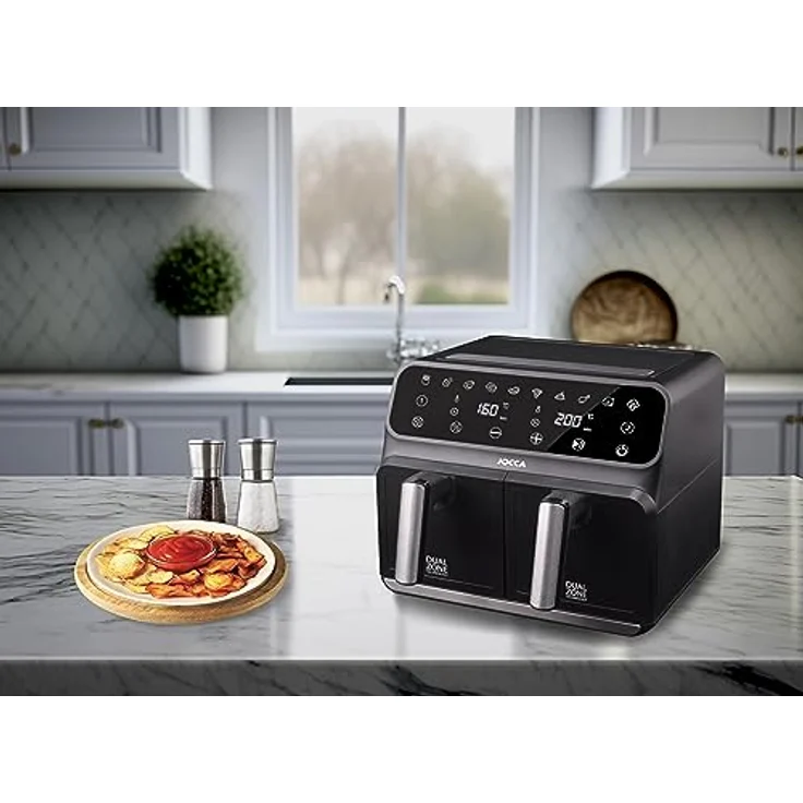 Jocca Doppelte ölfreie Fritteuse 4L + 4L, Heißluftfritteuse in Schwarz mit LED-Display, 1700 W – Bild 8