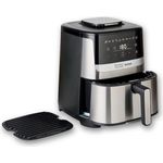 Tefal Jamie Oliver Easy Fry Silence Deluxe Heißluftfritteuse, 5 l, digitaler Touchscreen, 10 Programme, schwarz/Edelstahl, inkl. Druckguss-Gitterrost + Deckel