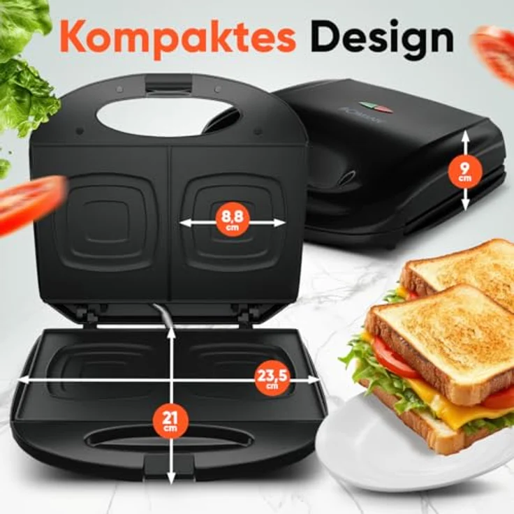 BOMANN Sandwichmaker ST 6074 CB, Sandwichtoaster mit viereckigen Platten, Antihaftbeschichtung und Backampel – Bild 7