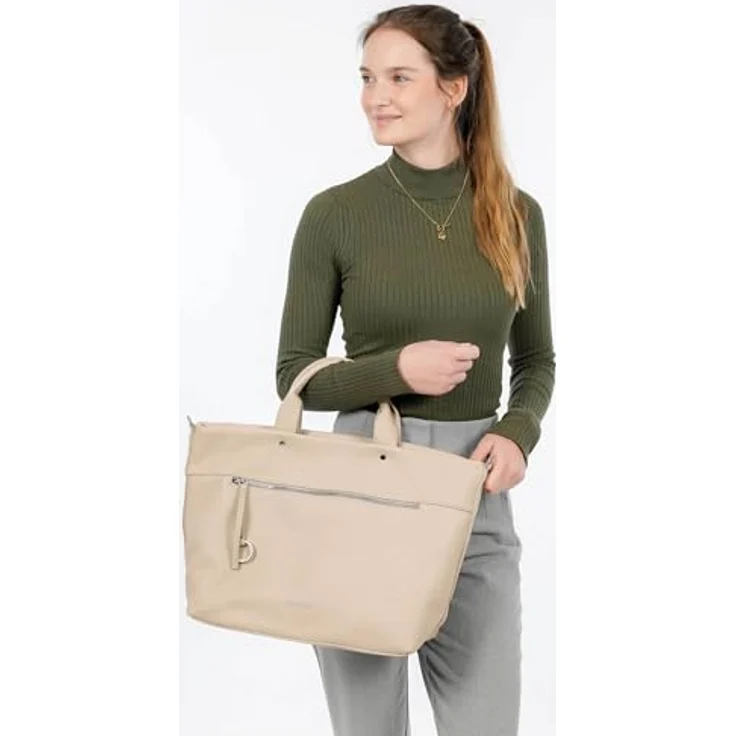 Suri Frey Shopper Debby, Handtasche in Beige aus Feinsynthetik mit Reißverschluss und Logo-Prägung, 47 x 31 x 15 cm – Bild 3