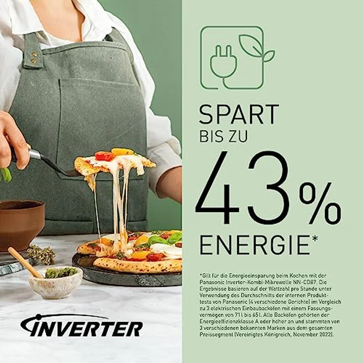 Panasonic NN-CD87 Kombi Mikrowelle mit Heißluft und Grill, Standgerät, 1000 Watt, Inverter Mikrowelle, 34 Liter Garraum, edelstahl – Bild 4