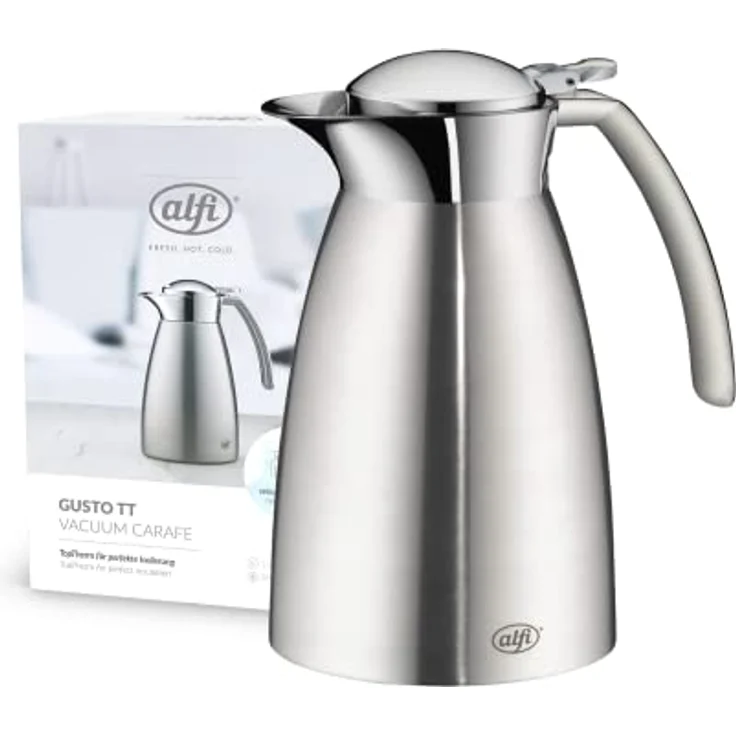 alfi 3527.205.060 Isolierkanne Gusto TT, Edelstahl mattiert 0,6 l, doppelwandiger Edelstahl, Spülmaschinenfest, 12 Stunden heiß, 24 Stunden kalt – Bild 2