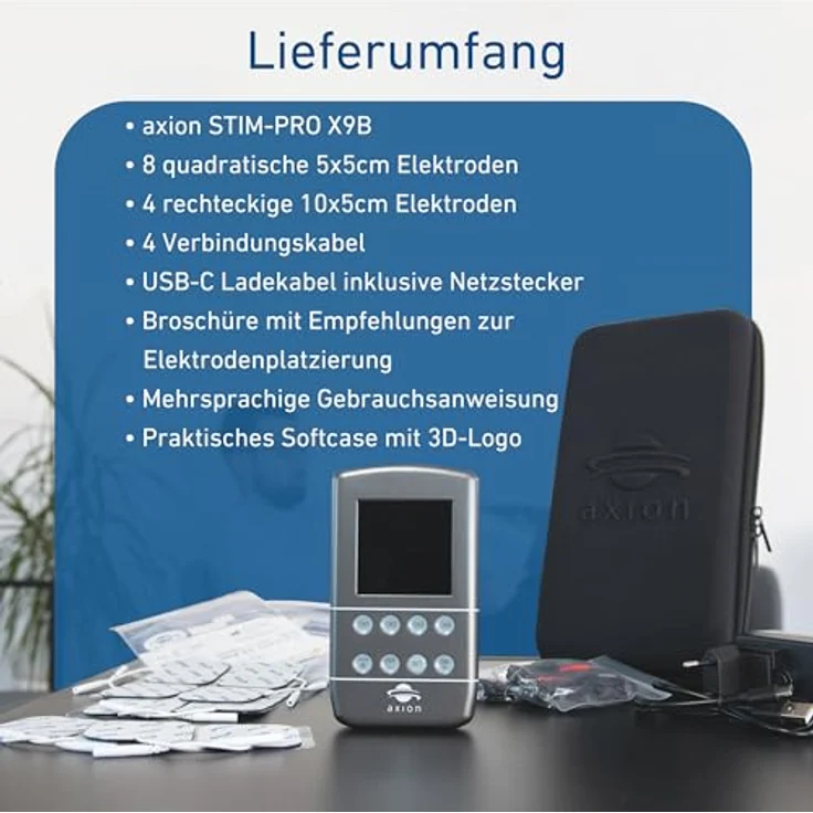 Axion STIM-PRO X9B, TENS-EMS-Gerät mit 4 Kanälen für Schmerztherapie, Muskelaufbau, Beckenbodentraining und Massage, NEUHEIT 2025 – Bild 7