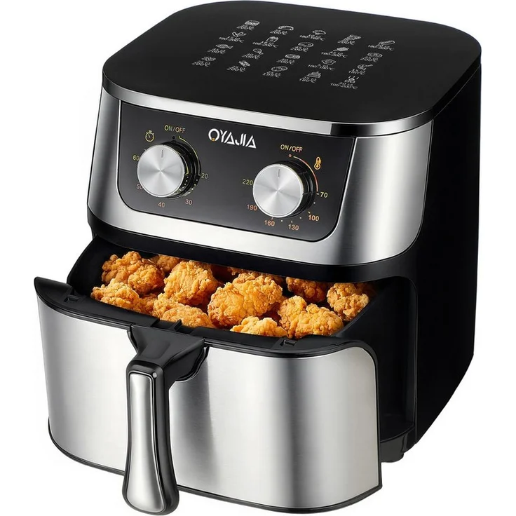 oyajia Heißluftfritteuse 10,5 L, ölfreies Frittieren, 60 Min Timer, bis zu 200°C, Antihaft-Beschichtung, 1800 W, fettarmes Kochen