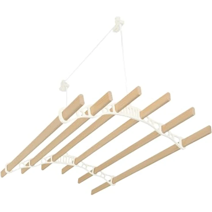 Monster Shop Decken-Wäscheständer, 0,9 m, 6 Latten, elfenbeinfarben, Gusseisen & lackiertes Kiefernholz, inkl. Befestigungsset – Bild 3