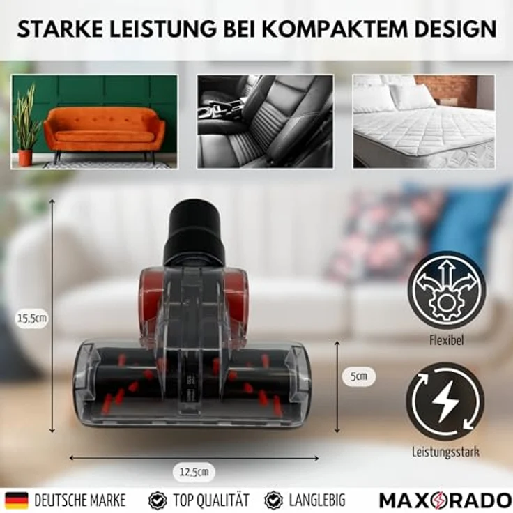 TronicXL Mini Turbobürste für Tierhaare, kompatibel mit 32mm/35mm Staubsauger, rotierende Turbowelze für gründliche Reinigung von Polstermöbeln und Autositzen – Bild 5