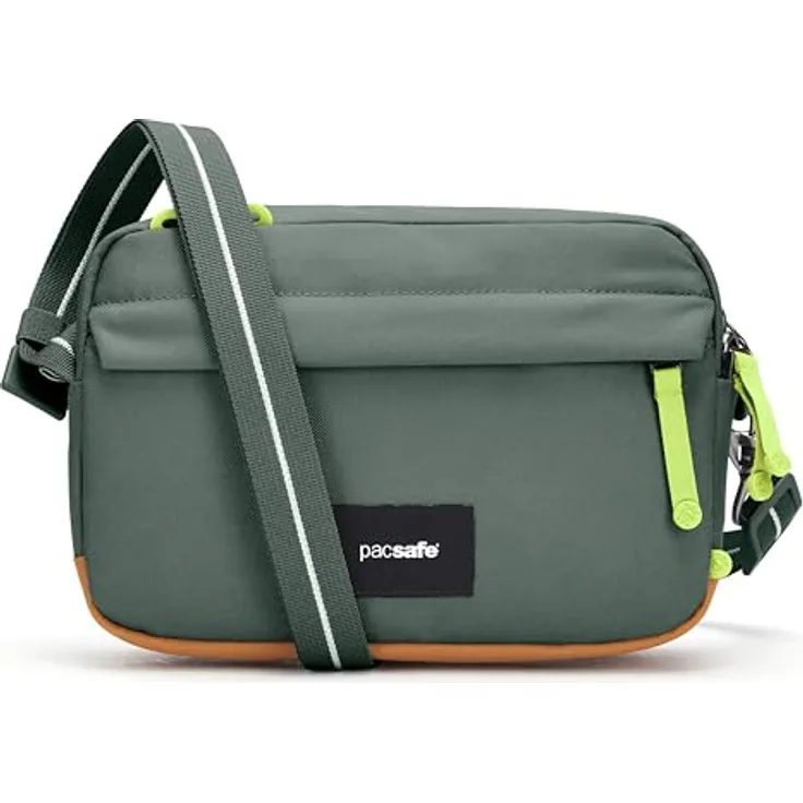 Pacsafe GO Crossbody Handtasche, schnittfest mit RFID-Schutz, Grün