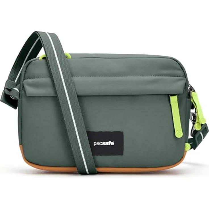 Pacsafe GO Crossbody Handtasche, schnittfest mit RFID-Schutz, Grün – Bild 1