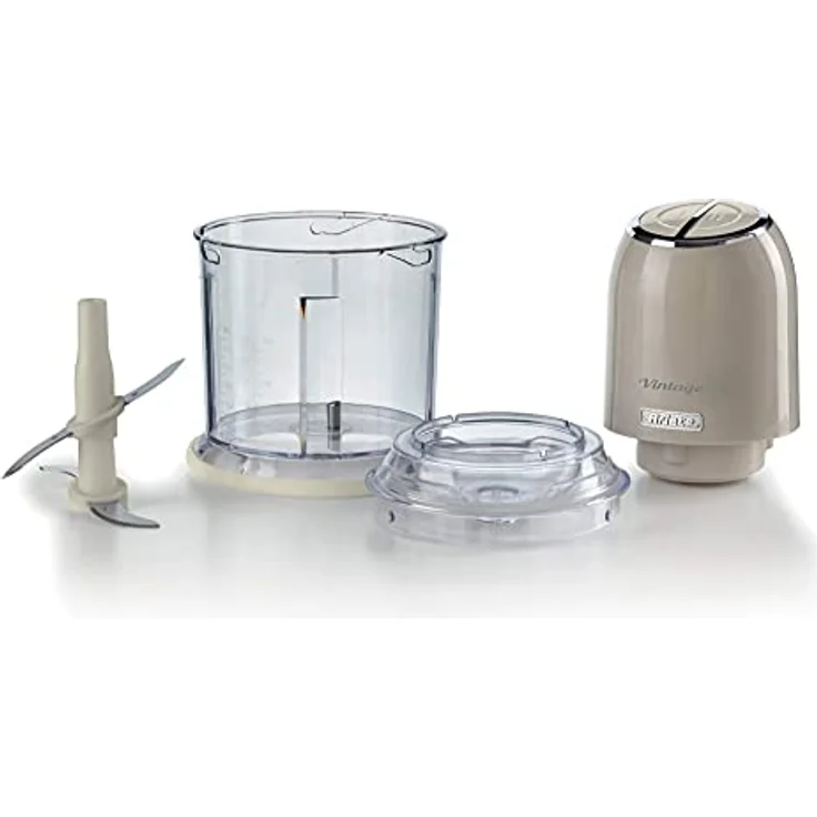 Ariete Vintage 438, Retro Elektrischer Gemüse- und Ice-Crusher mit 2 Geschwindigkeitsstufen, 4 Edelstahlklingen, Rutschfesten Standüßen, 600 ml Fassungsvermögen, 400W, Beige – Bild 5