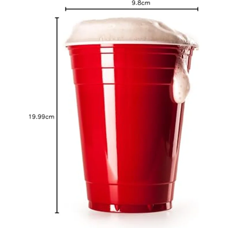 Rote Partybecher 100 Stück Beer Pong Party Cups Extra Starke Bierpong Becher Rot Kunststoffbecher Plastikbecher Original USA Turnierbecher Camping Wiederverwendbar 16oz 473ml Vivaloo – Bild 9
