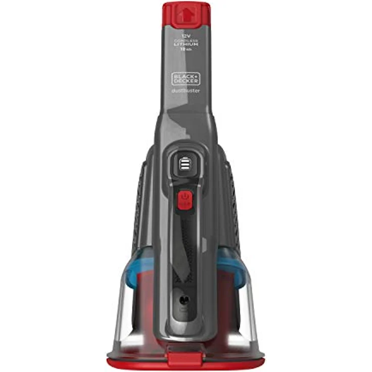 Black + Decker Lithium Dustbuster BHHV315J mit Cyclonic Action – 12V, 20AW Akku Handstaubsauger mit ausziehbarer Fugendüse & Ladekabel – Beutelloser, kabelloser Staubsauger – Titanium- Rot – Bild 2