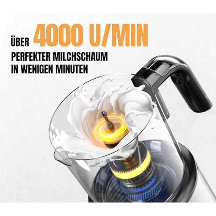 Heinrich's Elektrischer 4in1 Milchaufschäumer, 250ml, Edelstahl, 600W, 360° drehbare Basis, kalter/warmer Milchschaum, Milchaufwärmfunktion, perfekt für Barista-Milchschaum – Bild 5