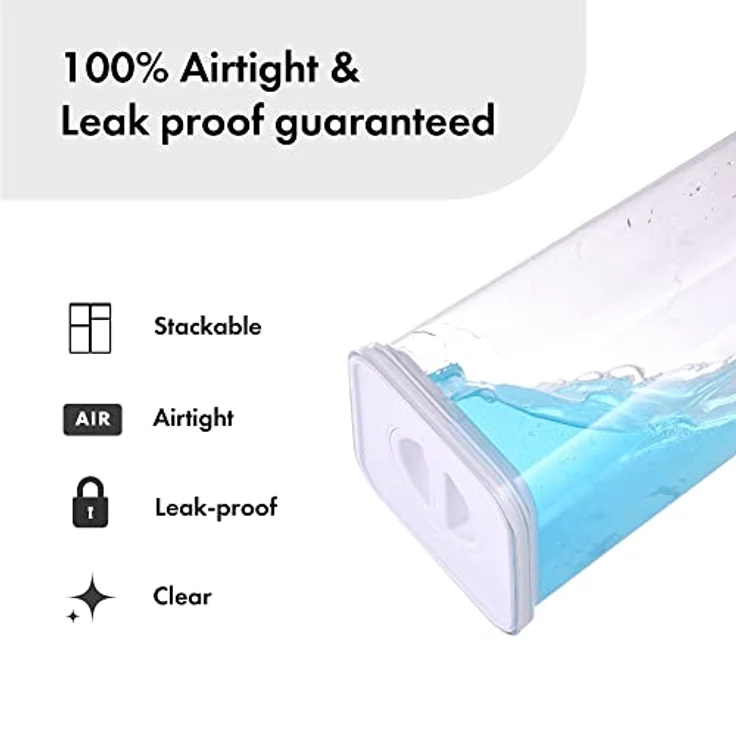 Neoflam® Vorratsdosen mit Deckel luftdicht & Einhanddrehverschluss | BPA frei | Aufbewahrungsbox Küche | Stapelbare Vorratsboxen | weiß - 2x 1.35L & 2x 2.1L – Bild 3