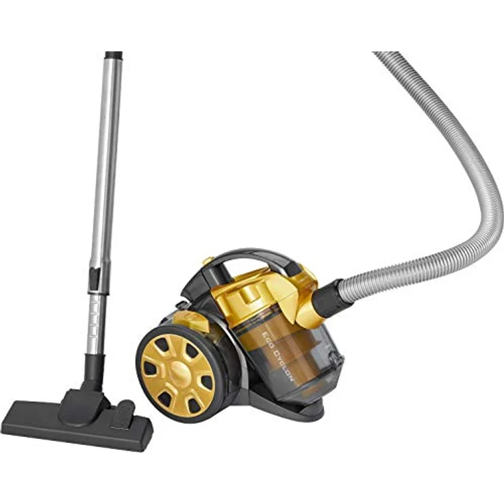 Clatronic BS 1308 Cyclon Twin-Spin Bodenstaubsauger, beutellose Filtertechnik, Hoch-Effizienz-Partikel-Luftfilter, Metall-Teleskoprohr gelb – Bild 3