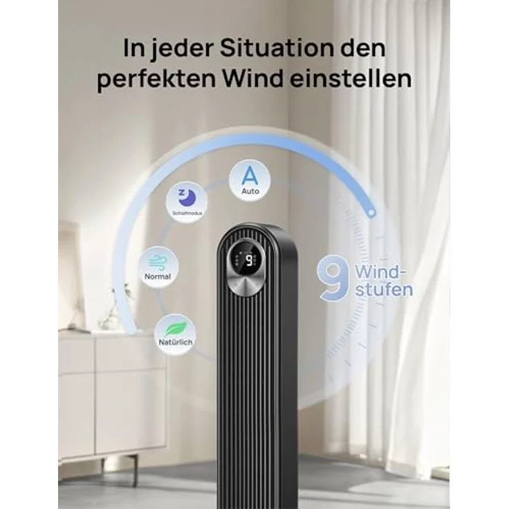 DREO DC Motor Turmventilator, leiser 42 Zoll Ventilator mit 11M Windentfernung, 9 Geschwindigkeiten, 4 Modi, 90° Oszillation und 12H Timer für Schlafzimmer – Bild 5