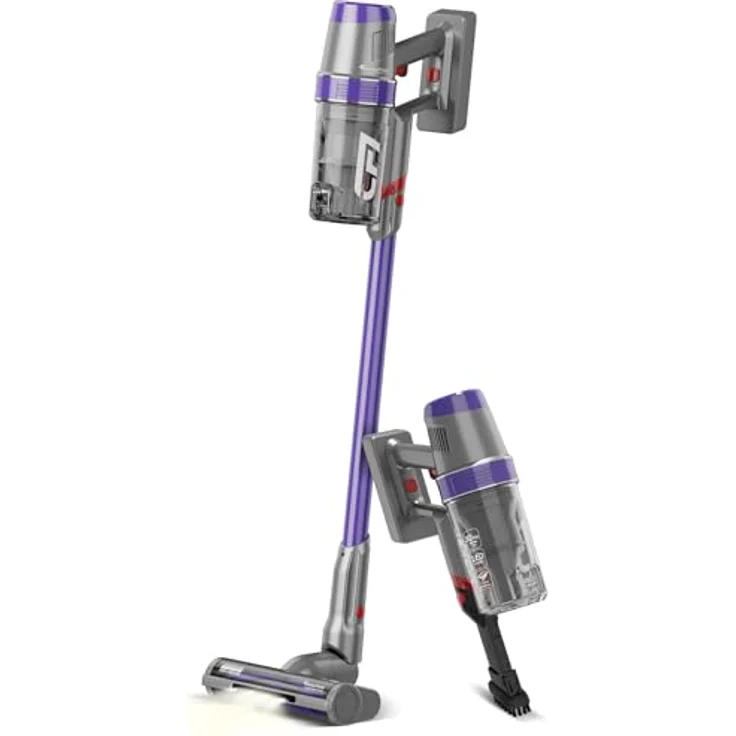TurboTronic StormStick 120 Watt Zyklon Staubsauger & Handstaubsauger kabellos, mit Akku, Schwammfilter Technologie Stabstaubsauger Bodensauger Stiel/Stab (Silver-Purple) – Bild 1