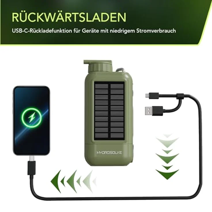 Neues Wasser HYDROSOLVE SolarPro Outdoor Wasserfilter, elektrisch mit 0,01-µm-Filtration, 5200-mAh-Akku, USB & Solar-Energie, tragbar – Bild 7