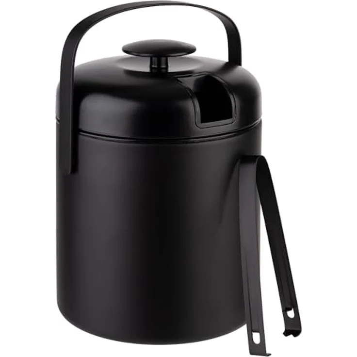 APS Eiseimer-Set in schwarz, Ø 14 cm, H: 22 cm, 1,3 Liter, aus hochwertigem Edelstahl hergestellt – Bild 1