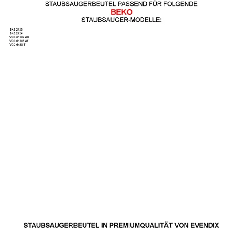 eVendix Staubsaugerbeutel für Beko VCC 61605 AF, 20 Stk. Microvlies mit 2 Mikro-Filtern, hohe Filtration und Saugkraft – Bild 4