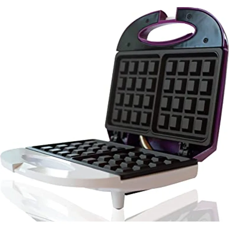 Waffelplatte mit Antihaft-Platte Waffle Maker mit rutschfesten Füßen 800 W, Weiß und Violett