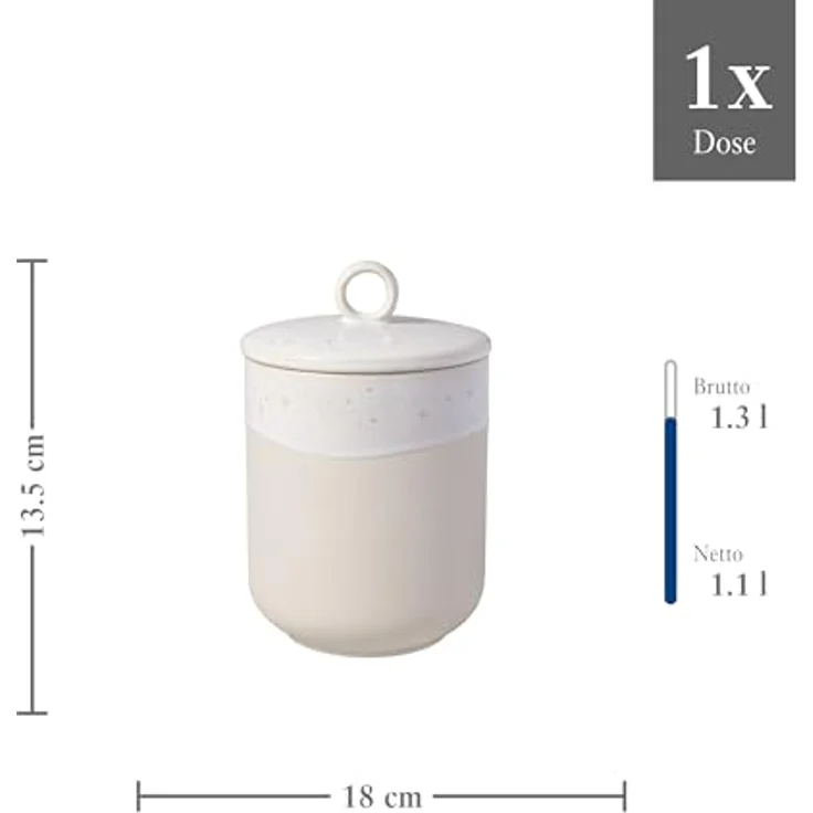 like. by Villeroy & Boch Winter Glow Längliche Gebäckdose, Mikrowellensicher, Beige, Premium Porzellan, 12x12x18,5 cm – Bild 5