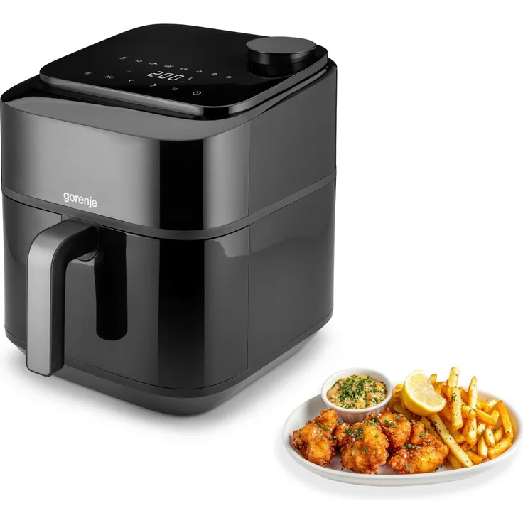 Gorenje AF1800ST Air Fryer +Steam, Heißluft-Fritteuse mit Dampf und 5 L Kapazität, Schwarz/Silber