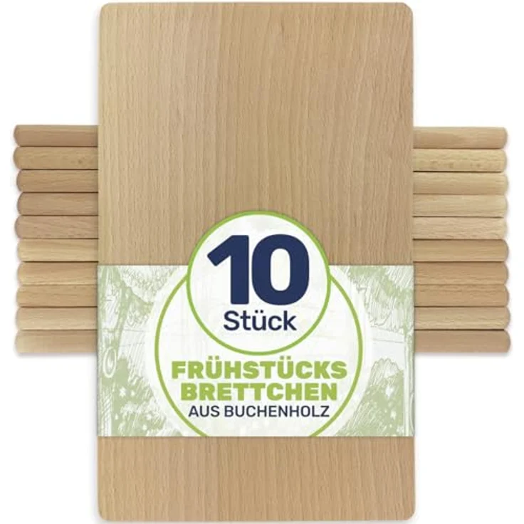 Gravidus 10 Frühstücksbrettchen eckig Holz Buche 22x12x1 cm – Bild 2