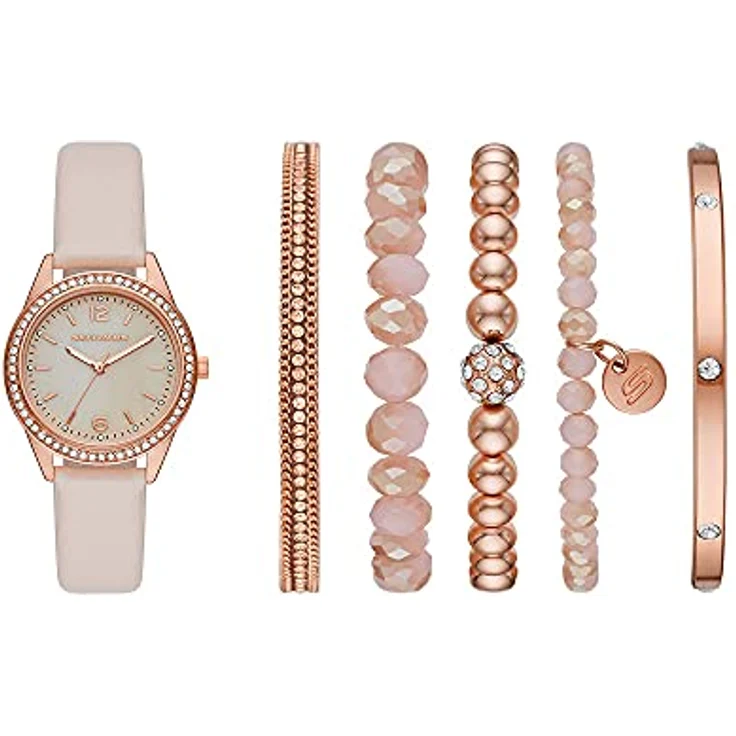 Skechers Damen Analog Quarz Uhr SR9064, 34 mm, roségoldenes Zifferblatt, rosa Polyurethan-Armband, wasserdicht bis 30 m – Bild 1