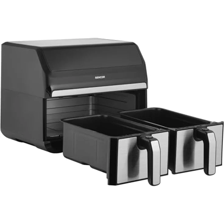 Sencor Luftfritteuse Air Fryer Doppelfach, 8 l Kapazität, 1700 W, berührbare Steuerung, bereitet in 3 Minuten, Silber – Bild 2