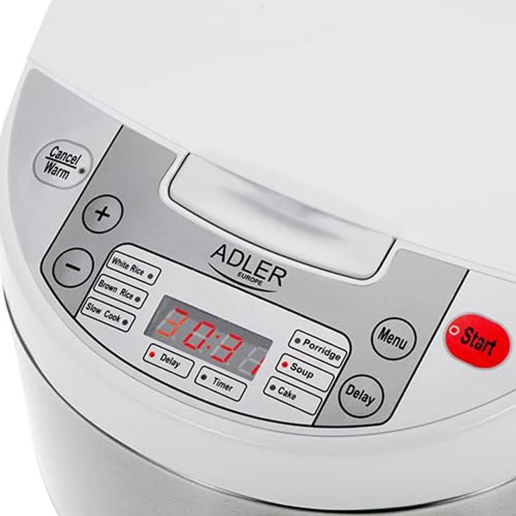 Adler Multikocher AD 6420, 6 Programme, 700W, Reiskocher, Dampfgarer, Schongarer, weiß, silber – Bild 5
