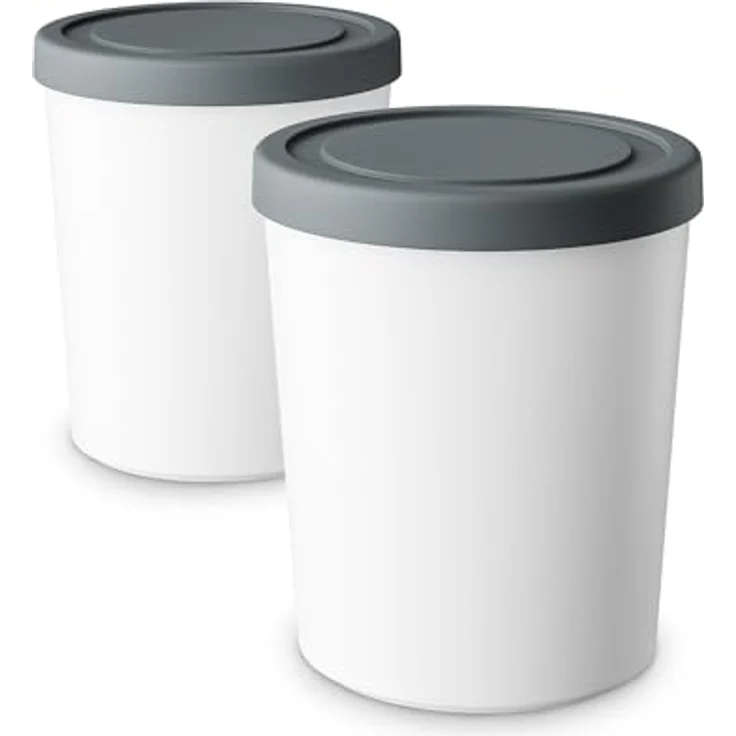 Klarstein Eisbehälter-Set, 2x 1L, Spülmaschinenfest, Stapelbar, Kunststoff für Selbstgemachtes Eis & Joghurt, passend für Klarstein Eismaschinen – Bild 1