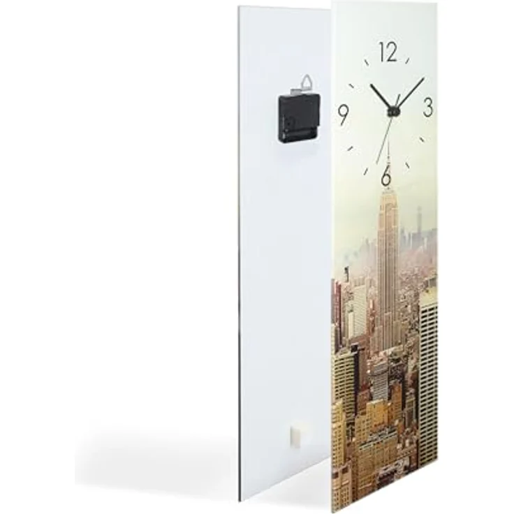 ARTLAND Wanduhr ohne Tickgeräusche Glas Quarzuhr 20x60 cm Rechteckig Lautlos Strand Meer Leuchtturm Urlaub Sylt Maritim T9ML – Bild 4