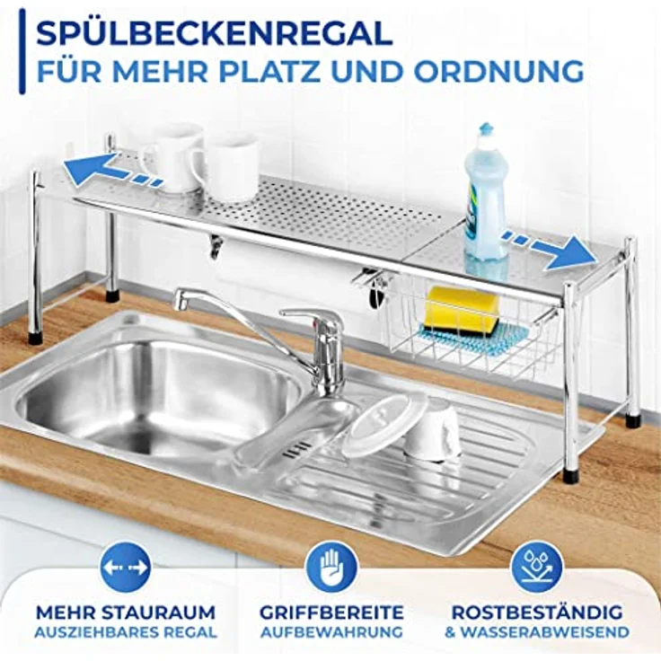 WENKO Spülbeckenregal Expando Küche Spülbeckenregal Spülutensilien Ablage – Bild 3