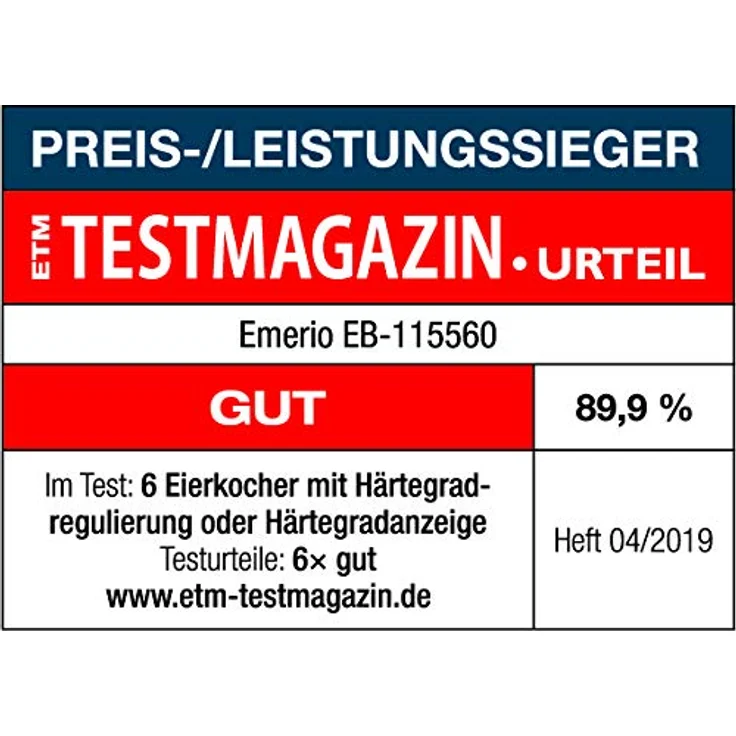 Emerio EB-115560.12 Eierkocher, 6 Eier, 400 Watt, Sprachausgabe, weiß – Bild 3