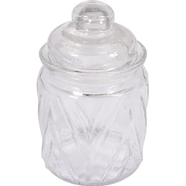 Rayher Glas Gefäß mit Glasdeckel Chevron, 8 cm Ø, 12,5 cm, 280 ml, bleifrei und lebensmittelecht