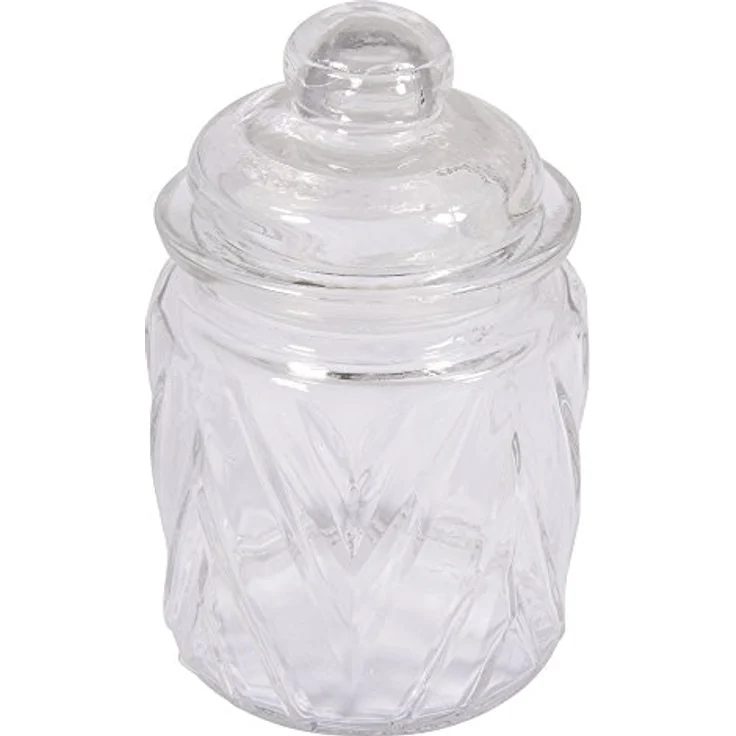 Rayher Glas Gefäß mit Glasdeckel Chevron, 8 cm Ø, 12,5 cm, 280 ml, bleifrei und lebensmittelecht – Bild 1