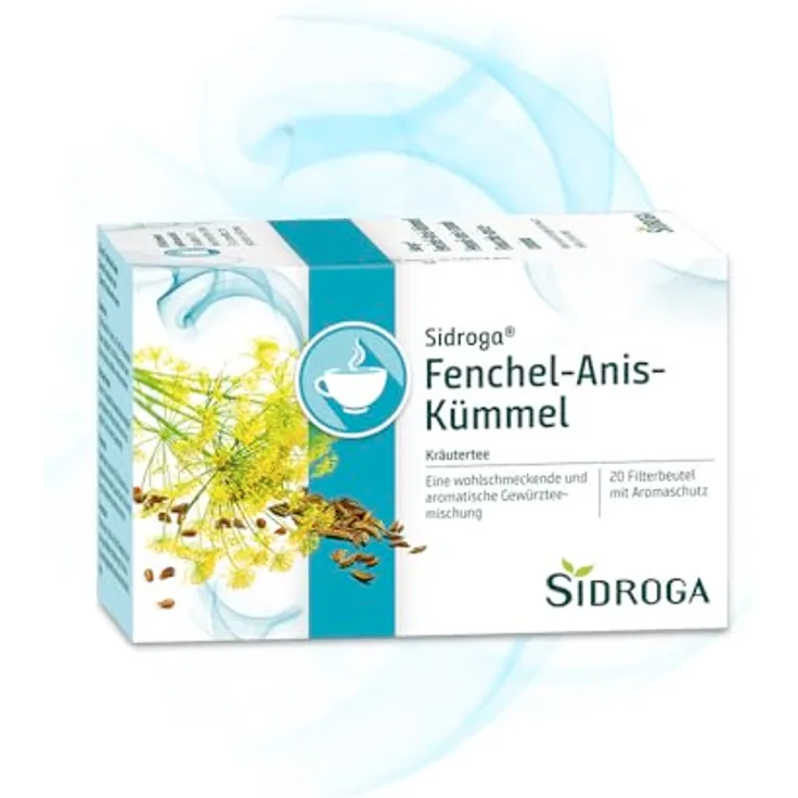 Sidroga Fenchel Anis Kümmel Tee, 20 Filterbeutel à 2 g, unterstützend bei Völlegefühl und Blähungen
