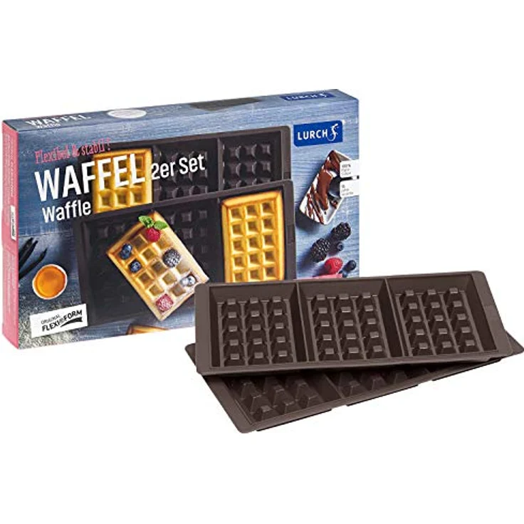 Lurch FlexiForm Waffel Silikonbackform, 3 Fach, 2er Set, Silikon, Braun, 29 x 15 x 3 cm – Bild 6