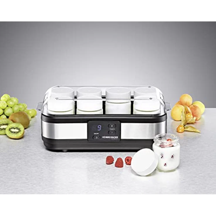 ROMMELSBACHER Joghurtbereiter JG 40 - für bis zu 1200 g Joghurt, LCD Display, 18 Stunden Zeitschaltuhr, automatische Abschaltung, elektronische Temperaturregelung, 8 Portionsgläser à 150 ml, 40 Watt – Bild 4
