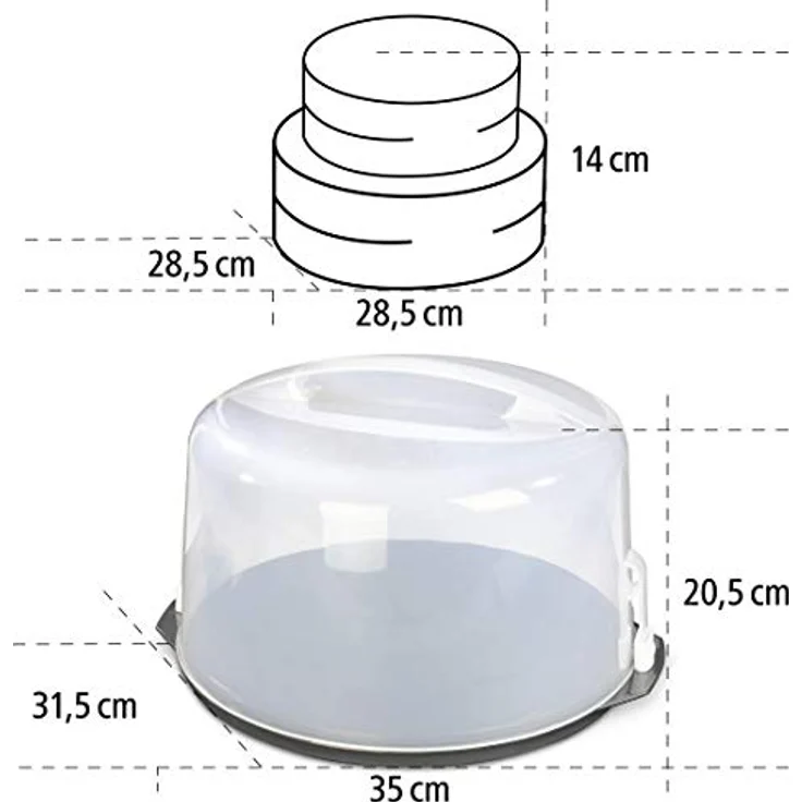 Xavax Kuchen-Torten Transportbox rund (hohe Kuchenbox, spülmaschinengeeigneter Tortenbehälter mit Deckel und Tragegriff) schwarz – Bild 4