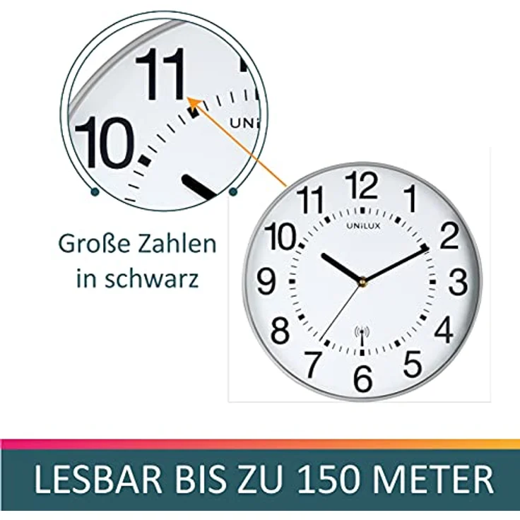 Unilux Funk-Wanduhr Maxi Wave, 37,5cm, schwarz – Bild 3